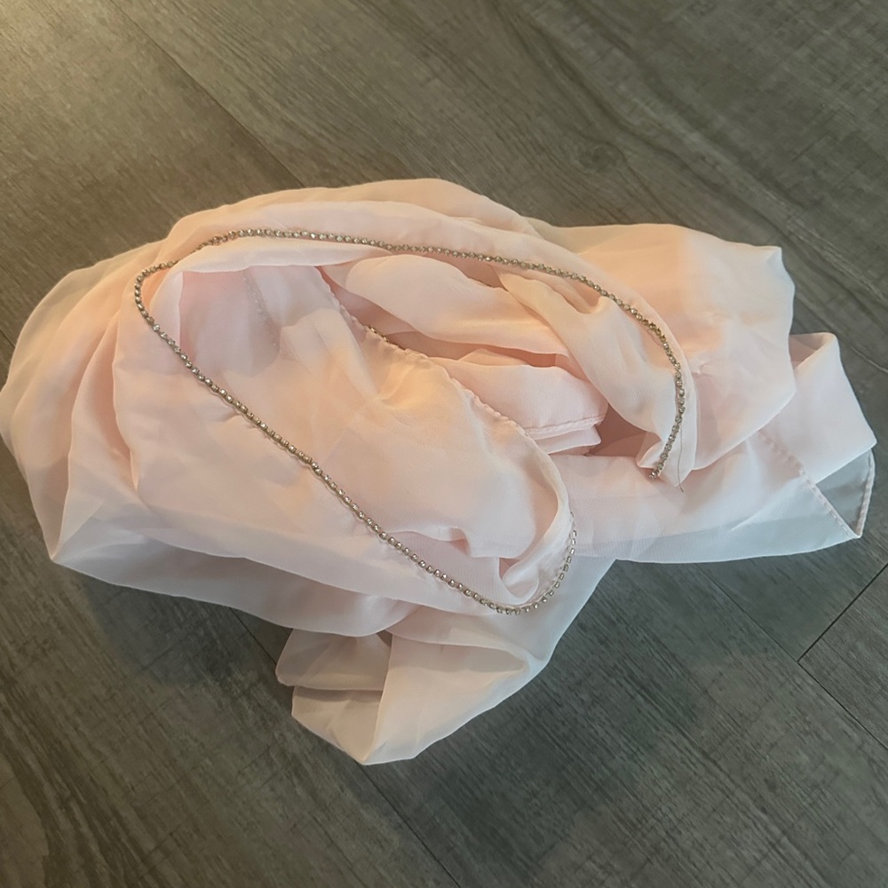 Elegant Pink Scarf with Pearl Accent